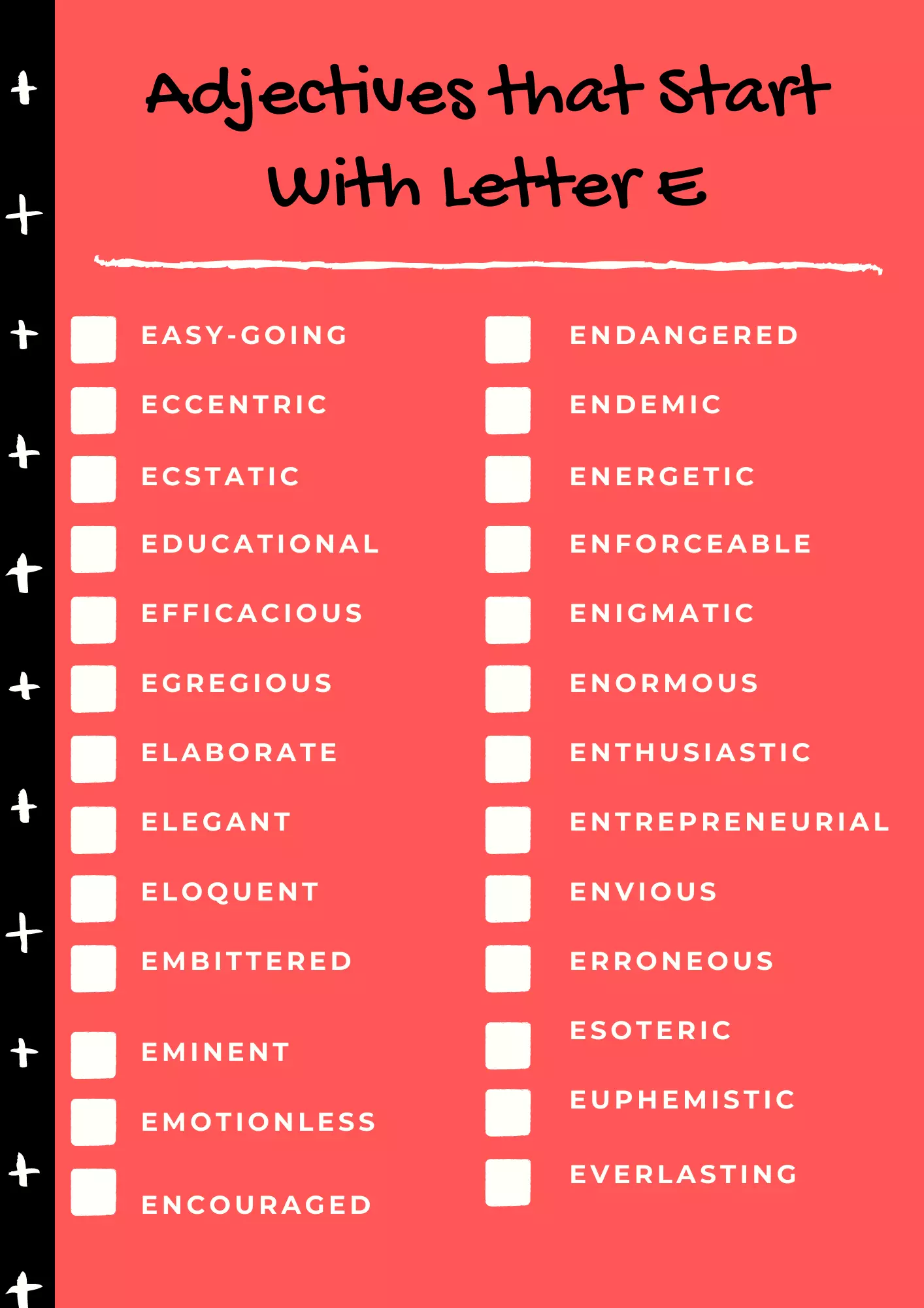 Adjectives that start with E