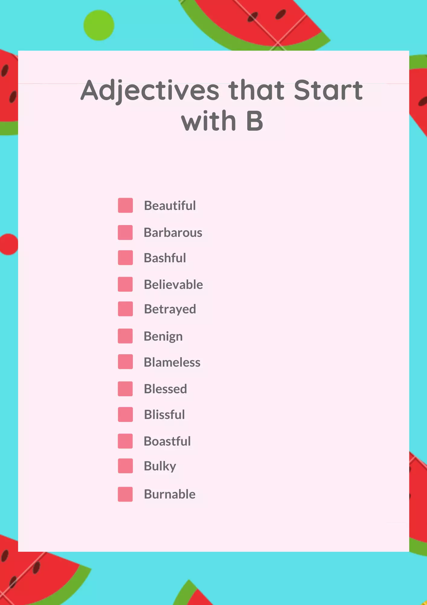 adjectives that start with B