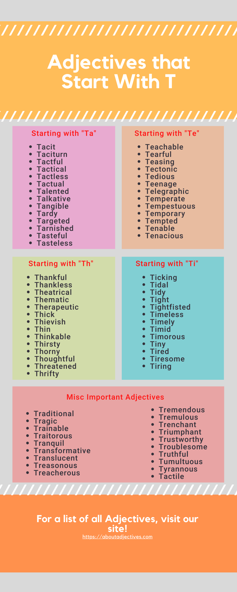 Adjectives that start with T