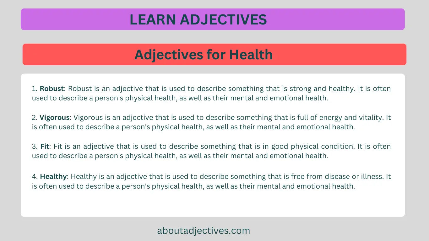 adjectives for health